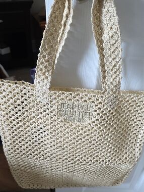 Jean Paul Gaultier Cream Crochet Tote with Braided Handles